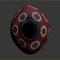 Traditional Red Ceramic Vase With Blue And White Circular Decorative Patterns 3d model