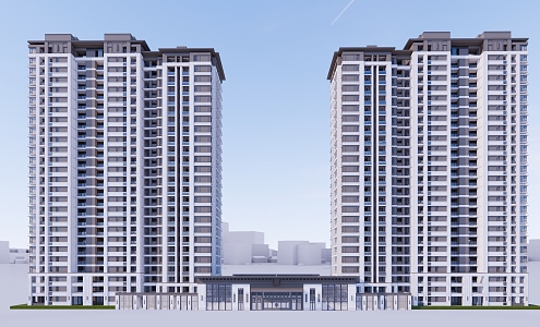 New Chinese-style Residential District Commercial High-rise Residential 3d model