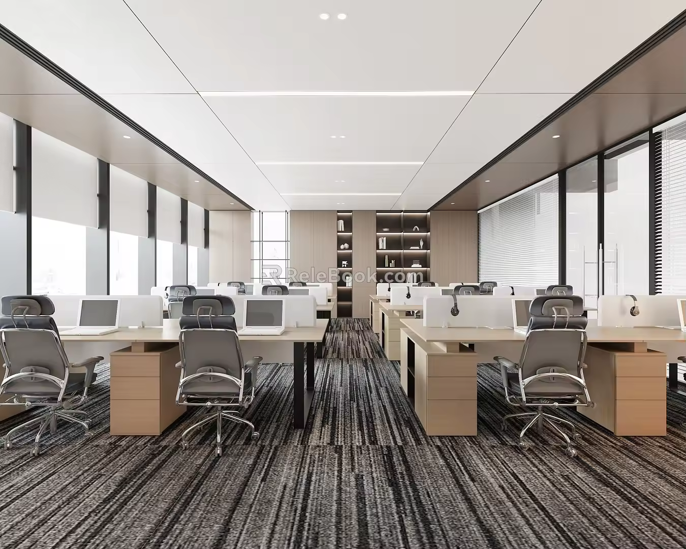 Modern Public Office Desk and Chair Combination 3d model