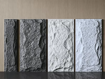 Decorative Background Wall With Various Textured Stone Panels And Color Options 3d model