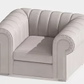Light Gray Single Sofa With Channel Tufted Back And Rounded Velvet Armrests 3d model