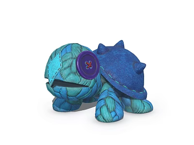 Game Movie Turtle Character With Blue Green Shell And Purple Butterfly Design 3d model