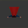 Superman Character in Blue Bodysuit Red Cape and S Logo Standing with Arms Outstretched