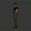 Tactical Gear Character In Black T Shirt Green Pants Vest And Gloves