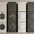 White and Black Stacked Washing Machines with Modern Design and Different Styles