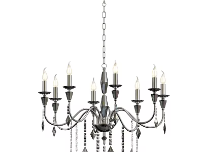 Vintage Crystal Chandelier With Multiple Arms Candle Style Bulbs And Decorative Pendants 3d model