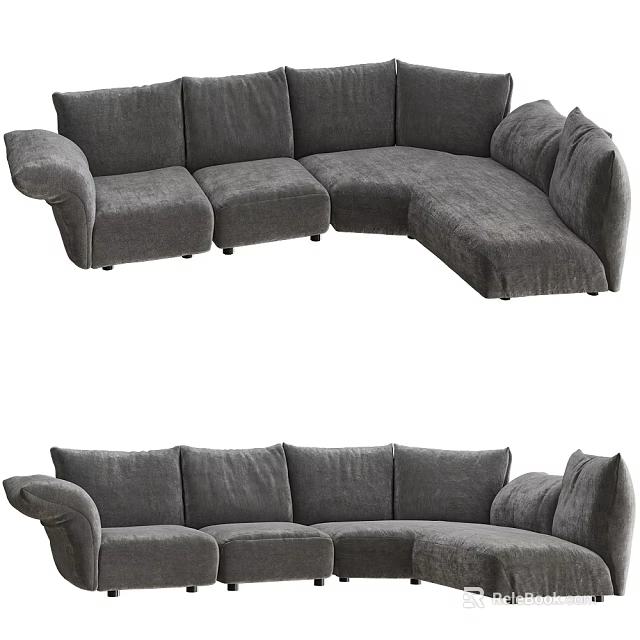 Gray Sectional Sofa Modern Upholstered Design for Comfortable Living Room Seating 3d model