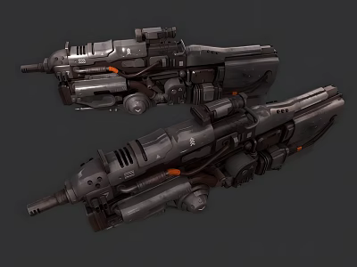 Sci Fi Mechanical Weapon Design With Heavy Duty Metallic Structure And Detailed Components 3d model