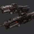 Sci Fi Mechanical Weapon Design With Heavy Duty Metallic Structure And Detailed Components 3d model