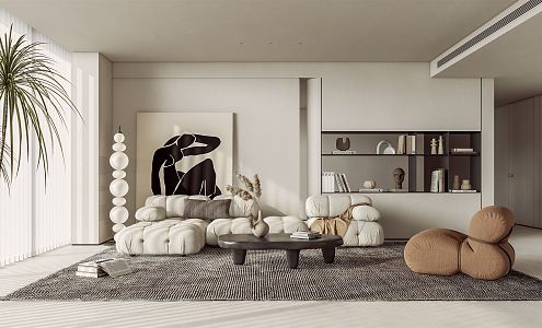 Quiet living room living room sofa tea table combination 3d model