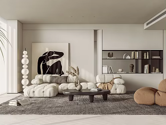 Quiet living room living room sofa tea table combination 3d model