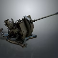 Vintage Mounted Artillery Weapon Featuring Mechanical Structure Metal Barrel And Gunner Base
