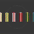 Colorful Dominoes Arranged In A Row With Various Colors And Reflective Effect For Daily Use