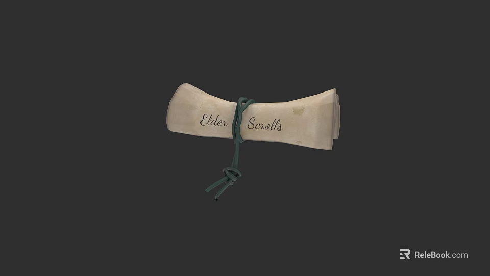 Ancient Elder Scrolls Book Bound With Green String And Classic Design 3d model