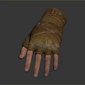 Durable Brown Leather Gloves With Metal Buttons And Pink Finger Parts