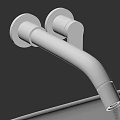 Stylish Wall Mounted Bronze Faucet With Water Flowing Into Modern Sink