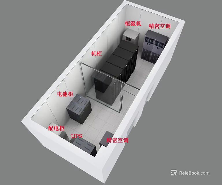 Industrial Equipment Featuring Server Racks Electromagnetic Cabinets UPS Power Distribution Boxes And Precision Air Conditioners 3d model 