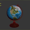 Classic Globe With Wooden Base And Metal Stand Displaying Ocean Land Details