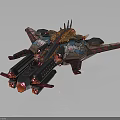 Cosmic Spaceship With Futuristic Red Blue Colorful Design And Aerodynamic Features