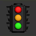 Black Traffic Light With Red Yellow Green Lights And Multiple Faces