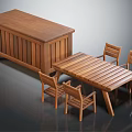 Outdoor Wooden Dining Table with Matching Chairs and Storage Bench Set