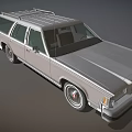 Vintage White Station Wagon With Roof Rack And Classic Silver Body Design