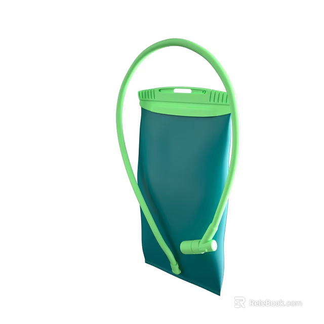 Portable Teal Green Water Storage Bag With Long Hose And Top Lid 3d model 
