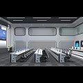 Modern Monitoring Room With Multiple Computers Desks Ergonomic Chairs Large Display Screen And Observation Windows