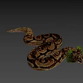 Minecraft Style Giant Snake Game Character With Pixel Art Green Head And Brown Scales