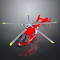 Red Space Mission Helicopter Featuring Yellow Gray Rotors And Red Fuselage Design