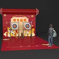 Elegant Traditional Interactive Zone With Red Scroll Decor Targets And Fun Activities