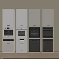 Modern Kitchen Built in Appliances Arranged in White and Black Cabinetry