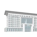 Modern Office Building With White Exterior Large Glass Windows And Landscaped Surroundings