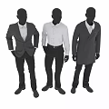 Male Mannequins Wearing Formal Suits White Shirts And Long Coats