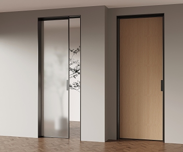 Modern sliding door pocket door built-in sliding door 3d model