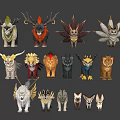 Fantasy Animal Characters With Unique Horns Fur Colors And Mythical Designs