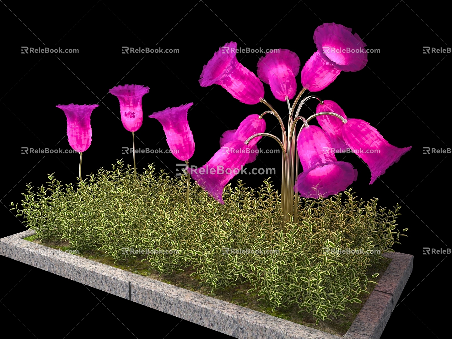 Lawn lamp flower-shaped garden lamp flower paper lamp characteristic lawn lamp garden lamp 3d model