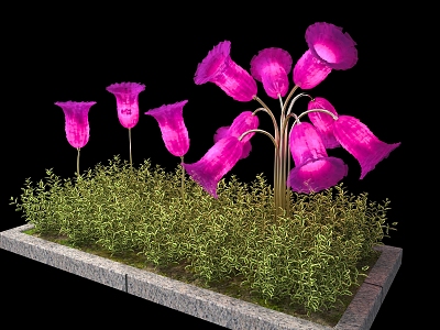 Lawn lamp flower-shaped garden lamp flower paper lamp characteristic lawn lamp garden lamp 3d model