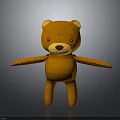 Orange Teddy Bear Stuffed Toy With Yellow Ears Red Eyes And Stitched Design
