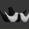 Bird Sculpture Carving Modern Black And White Smooth Ceramic Decorative Art Pieces