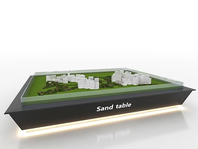 Commercial Sand Table With Building Models Green Base And Illuminated 3d model