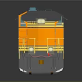 Modern Orange And Black Train Locomotive With Sleek Exterior And Reflective Surface