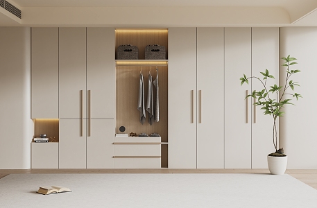 Cream Style Wardrobe Modern Wardrobe Bedroom Wardrobe Finished Wardrobe Dressing Table 3d model