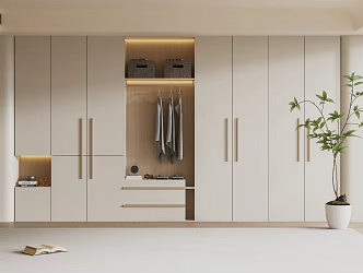 Cream Style Wardrobe Modern Wardrobe Bedroom Wardrobe Finished Wardrobe Dressing Table 3d model