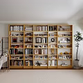 Cozy Study Room Interior With Wooden Bookshelves Filled With Books Photo Frames And Decorative Items