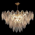 Elegant Crystal Chandelier with Transparent Leaf Shaped Modern Illuminated Design
