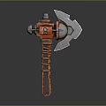 Red Mechanical Axe With Metal Blade And Wrapped Rope Handle Design 3d model