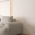 Wooden Coffee Table With Glass Door And Rattan Design In Living Room With Light Sofa