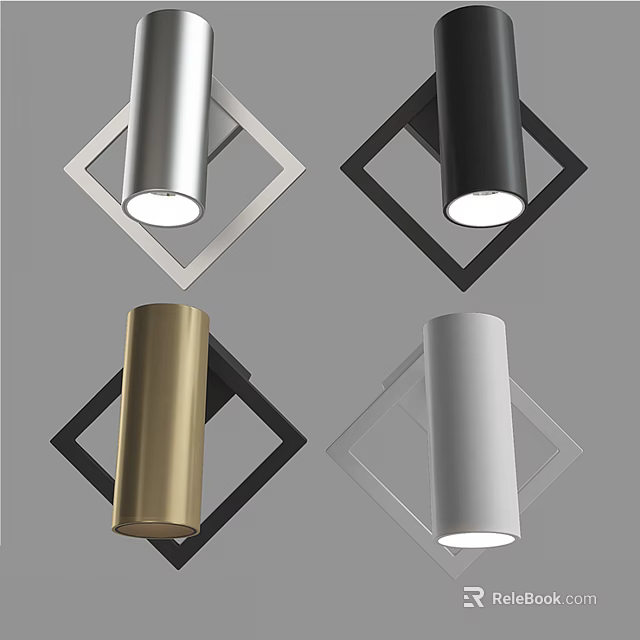 Modern Downlights And Spotlights In Silver Black Gold White With Square Frames 3d model 
