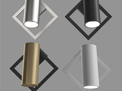 Modern Downlights And Spotlights In Silver Black Gold White With Square Frames 3d model